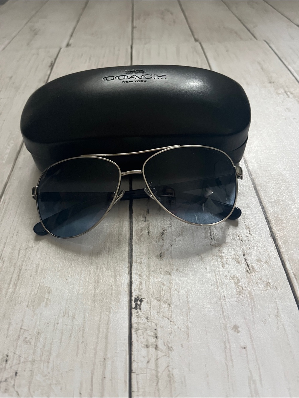 Coach Aviator Sunglasses in Blue and Silver-Tone